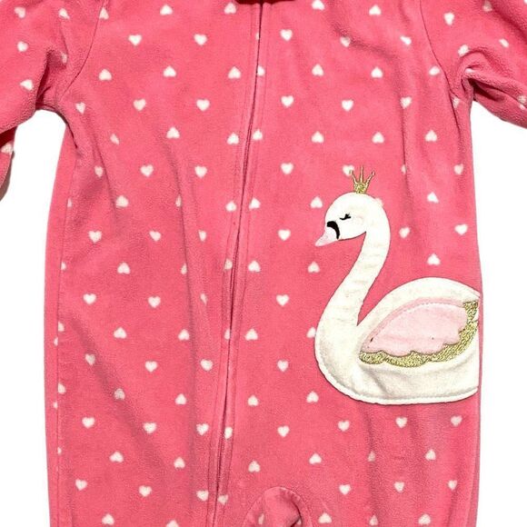 𝅺carter's Pink Fleece Swan Pj's - Picture 2 of 3